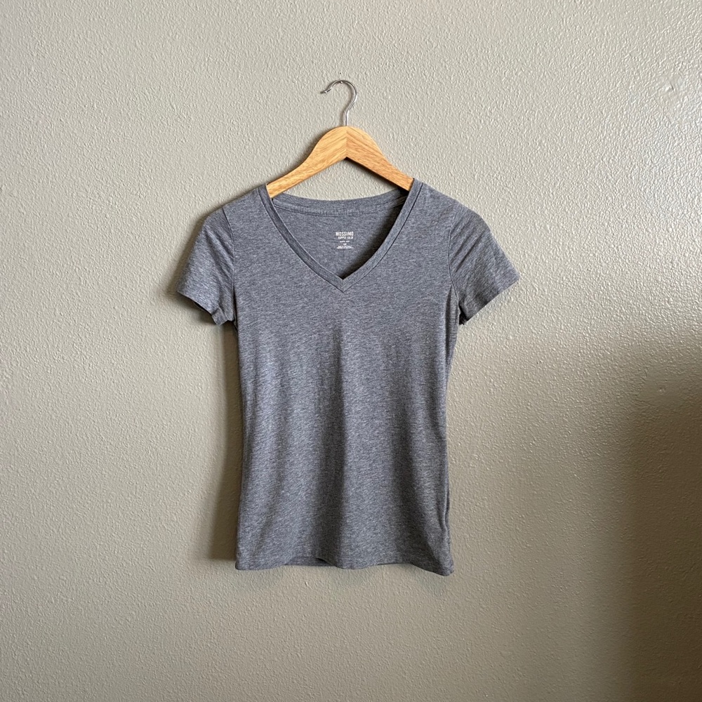 Gray V-neck Tee